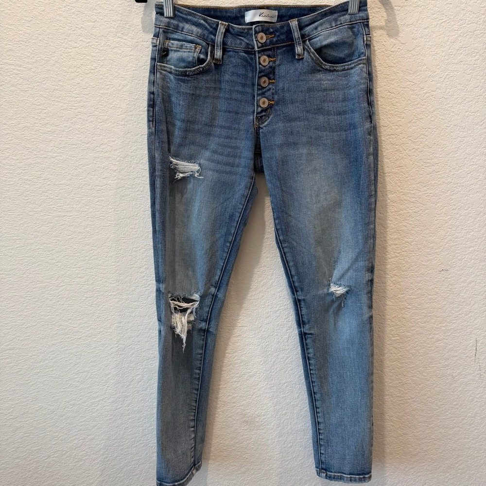 KanCan Womens High Rise Distressed Skinny Jeans Medium Wash KC5118D Size 1/24